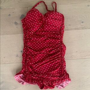 Jantzen Red Polka Dot Swimsuit Size 8-12 D+ cups